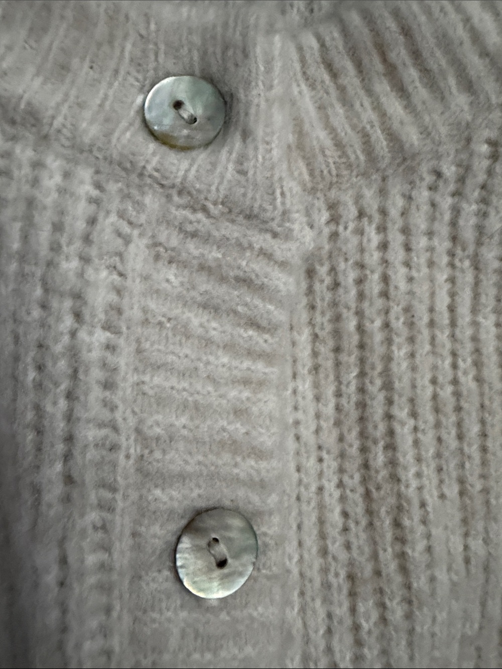 Light Cream Ribbed Button-Front Cardigan Sweater - Picture 2 of 4
